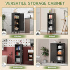 Metal Locker with Lock and 2 Adjustable Shelves, Small Storage Locker Cabinet with Detachable Legs for Office, School, Gym, Easy Assembly, Black