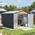 10x12x7.4FT Multi-Used Shed & Outdoor Storage Shed with Lockable Doors, Windows and Vents, Extra Large Metal Tool Shed for Garden, Backyard, Patio, Utility, and Various Storage Shed(Matte Gray)