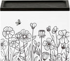 Discreet Tampon Holder for Bathroom with Vanity Tray Lid, Tampon Organizer for bathroom for Wall or Countertop Mount, Wood Pad Dispenser, Feminine Product Organizer (Floral)