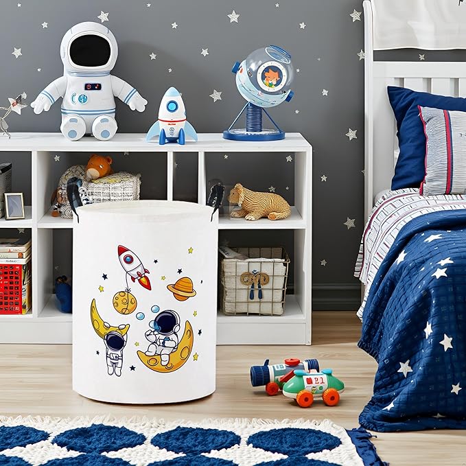 Baby Laundry Basket Baby Nursery Hamper Kids Laundry Basket Toy Storage Bin for Boys Room Decor Gift Baskets for Bedroom Bathroom(Astronaut)