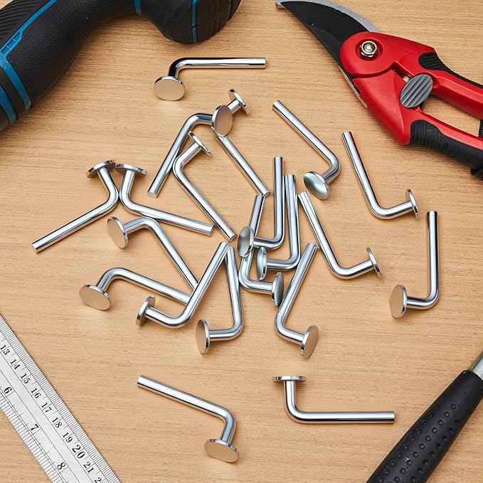 Zonon 100 Pcs M7 x 55mm Universal Pallet Rack Drop Pins, L Shaped Flat Head Safety Bolts, Heavy Duty Carbon Steel Shelf Pins for Warehouse, Storage and Shelving Systems