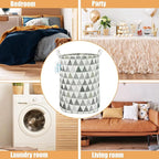 LANGYASHAN Laundry Basket Canvas Fabric Collapsible Organizer Basket for Storage Bin Toy Bins Gift Baskets Bedroom Clothes Children Nursery Hamper (Grey triangle)