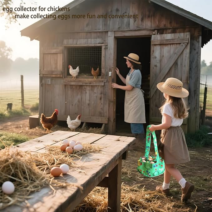 UKJENT Egg Collecting Basket, 7 Pouches Canvas Chicken Egg Gathering Basket, Machine Washable, Hold Different Size Eggs Collection Carrier Bag, Duck Goose Quail Fresh Eggs Collector, Farm & Home Use