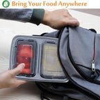 Enther Meal Prep Containers [20 Pack] 2 Compartment with Lids, Food Storage Bento Box | BPA Free | Stackable | Reusable Lunch Boxes, Microwave/Dishwasher/Freezer Safe, Portion Control (32 oz)