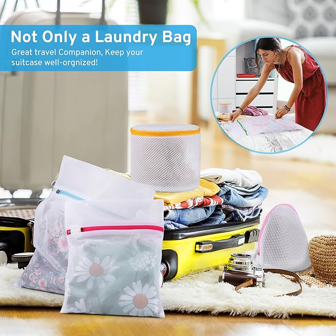 7 Pack 7 Size Mesh Laundry Bags Set for Delicates with AUTO-Lock Zipper, Lingerie Bags for Washing Delicates, Laundry Bags Mesh Wash Bags, Delicates Laundry Bag for Jeans,Blouse,Stocking,Bra