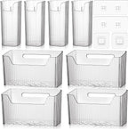 8 Pcs Storage Organizer Bins Wall Mounted Organizer Basket Plastic Cabinet Door Bins Stackable Hanging Baskets for Organizing for Wall Refrigerator Kitchen Bathroom Pantry(3.35'',White)