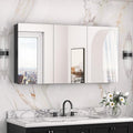 Keonjinn 48 x 26 Inch Medicine Cabinet, Assembly Required, Black Bathroom Medicine Cabinets Mirror, Lightweight, Adjustable Shelves, Surface Mount or Recessed, Tempered Glass