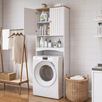 Over The Toilet Storage Cabinet for Small Bathrooms, Freestanding Space Saver with Double Doors & 2 Fixed Shelves, Stable Wood Organizer with Anti-Tip Kit, Fits 33-Inch Clearance, White