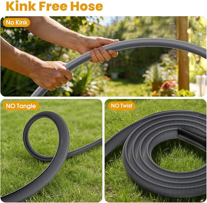 Garden Hose 25 FT, Non-Expanding Water Hose, Ultra-Light & Flexible, Burst-Resistant, Kink-Free, High-Pressure Garden Hose All-Weather Use for Lawns, Gardens, and Outdoor Cleaning
