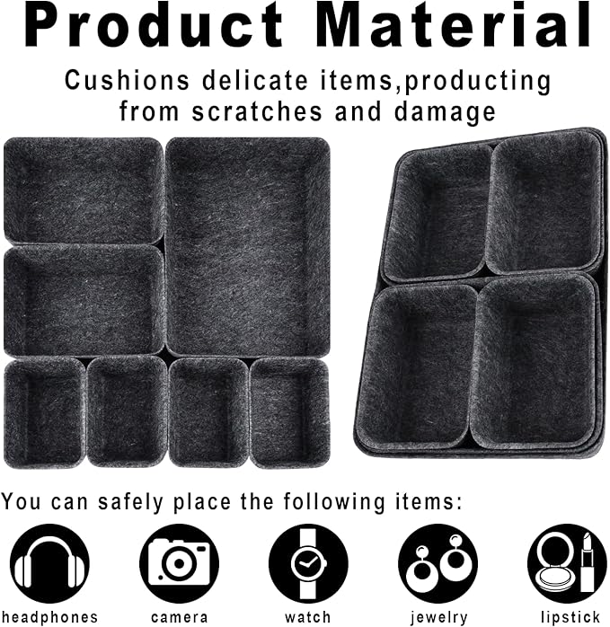 Drawer Organizer Compatible with Alex – 7 Pack Felt Desk and Makeup Drawer Organizers, Soft Storage Bins for Office, Vanity, Bedroom, and Dresser Drawers