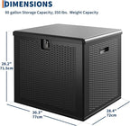 Garvee 80 gal Outdoor Storage Box, Large Waterproof Resin Deck Box Indoor Outdoor Use, Lockable UV Resistant Storage Bin for Patio, Garden, Cushions, Tools, Equipment, Black