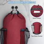 BALEINE 120L Laundry Bag Backpack, 900D Oxford Fabric Large Travel Laundry Bags with Shoulder Straps and 2 Mesh Pockets for College Dorm, Apartment, Laundromat (Red, 120L)