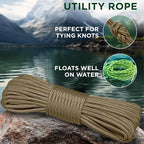 TECEUM Rope – 90 Feet x 1/4 Inch (7mm) – Coyote Brown – Strong All-Purpose Utility Rope – Camping, Crafting, Flag Pole, Indoor & Outdoor – Polypropylene Nylon Poly Lightweight Diamond Braided Cord