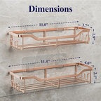 Kitsure Shower Caddy Large - Adhesive Shower Organizer, Stainless Steel Shelf for Inside Shower, No Drill Bathroom Organizers and Storage, Home Decor Accessories, 2 Pack, Rose Gold