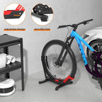 Bike Stand Floor, Portable Bike Storage for Garage - Fit for 24"-29" Bikes, Tire Width up to 3.5", Road & Mountain Bicycle Stand, Front and Rear Wheel Parking Rack - Red