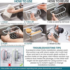 TAILI Sponge Holder for Kitchen Sink with Strong Suction Cup, Rustproof Aluminum Sink Caddy for Sponges, Brushes, Stoppers & Scrapers, Silver