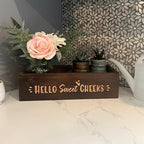 Admired by Nature Hello Sweet Cheeks Solid Wood Toilet Paper Holder, Farmhouse Décor, Toilet Paper Storage, Bathroom Accessories, Bathroom Décor, for Home Décor Bathroom Organizer (Brown)
