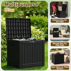 Flamaker Resin Deck Box 40 Gallon Waterproof Outdoor Indoor Storage Box Imitation Wood Resin for Patio Furniture Garden Tools and Pool (Black)