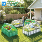 Quictent 6x3x1ft Galvanized Raised Garden Bed with Cover Metal Planter Bottomless Box w/ 2 Large Screen Windows Mini Greenhouse 20pcs T-Tags 1 Pair Gloves Outdoor Growing Vegetables (Green)