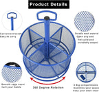 Marbrasse Mesh Desk Organizer, 360-Degree Rotating Multi-Functional Pen Holder, 4 Compartments Desktop Stationary Organizer, Home Office Art Supply Storage Box Caddy (Blue)