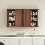 ChooChoo Bathroom Wall Cabinet, Over The Toilet Space Saver Storage Cabinet, Farmhouse Medicine Cabinet with 2 Doors and Adjustable Shelves, Cupboard, Walnut