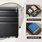 DEVAISE 3 Drawer Mobile File Cabinet Under Desk Office, Fully Assembled Except Casters, Letter/Legal Size, Black