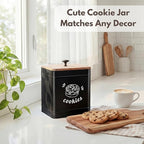 PERFNIQUE Cookie Jar with Lid Airtight, Cookie Tin with Bamboo Lid, Cute Cookie Jars for Kitchen Counter Decorative, 1 Gallon Food Storage Container for Candy, Cookies, Dessert, Farmhouse Home Decor