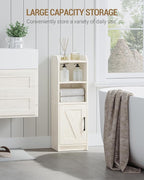 Bathroom Storage Cabinet, Small Farmhouse Corner Floor Cabinet with Door and Shelves, Narrow Toilet Paper Holder Stand, Bathroom Organizer with Adjustable Shelf, for Small Spaces,Rustic White