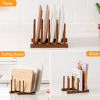 HBlife Teak Dish Plate Bowl Cup Book Pot Lid Cutting Board Drying Rack Stand Drainer Storage Holder Organizer Kitchen Cabinet（Keep Dry）