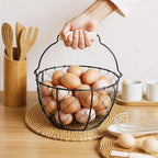 2 Pcs Egg Basket With Handle,Wire Egg Basket for Gathering Fresh Eggs, Round Egg Collecting Basket for Farm,Vintage Style Chicken and Duck Eggs Basket Egg Countertop Storage Container Holder ﻿