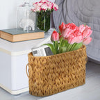 Cabilock Woven Toilet Paper Storage Basket with Handle 15.74X9.44X7.08In Imitation Rattan Organizer for Bathroom Kitchen Living Room Toilet Roll Holder