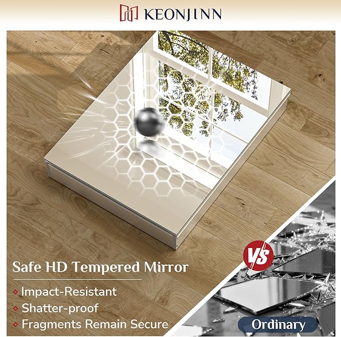 Keonjinn 40 x 32 Inch Large Medicine Cabinet for Bathroom, Silver Lightweight Combined Double Doors Mirrored Cabinet, Assembly Needed, Recessed or Wall Mount, Flexiable Ample Storage, Soft Closing