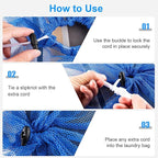 2 Pack Large Mesh Laundry Bags, 24" x 36" Heavy Duty Strong Drawstring Dirty Clothes Bags with Soft Breathable Net, Machine Washable Laundry Bag for College, Dorm, Camp, Travel and Family Use(Blue)
