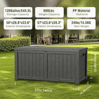 DRATO 120 Gallon Large Deck Box, Outdoor Storage Box for Patio Furniture, Patio Cushions, Gardening Tools, Pool Supplies,660lbs Weight Capacity,Waterproof Resin Storage Boxes（Black，120 Gallon）