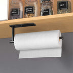 VAEHOLD Self Adhesive Paper Towel Holder Under Cabinet Mount, Wall Mount Paper Towel Roll Rack for Kitchen Cabinet, Bathroom, SUS304 Stainless Steel Black