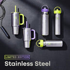 Hydro Flask Travel Tumbler with Handle, Lid and Straw - Insulated Stainless Steel in 40 Oz Stainless Steel Violet