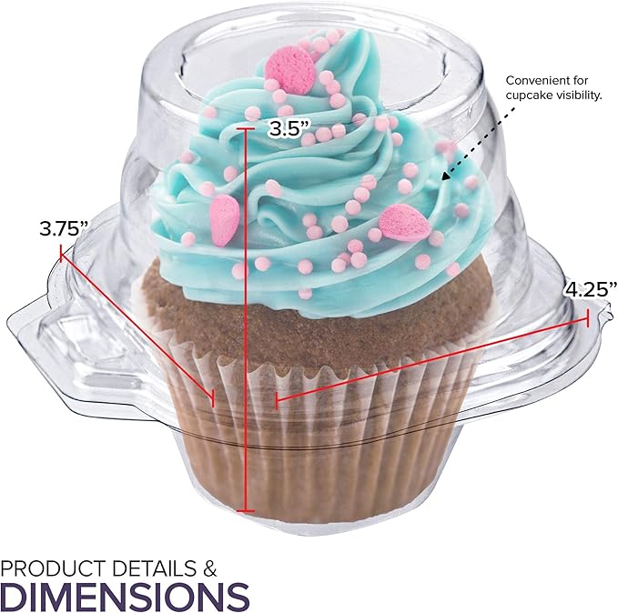 Stock Your Home Individual Plastic Cupcake Containers with Airtight Dome Lid 1500 Count Clear Disposable BPA Free Single Cupcake Holders