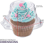 Stock Your Home Individual Cupcake Containers, 50 Pack, Cupcake Holder with Lid, Plastic Single Cupcake Container, Muffin Container, Stackable, BPA Free