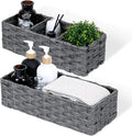 DULLEMELO Toilet Paper Basket for Organizing, Small Bathroom Baskets for Storage, Waterproof Basket for Back of Toilet, Grey, 2 Pack