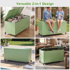 Outdoor Storage Box with Wheels 250 Gallon, Metal Deck Boxes Waterproof, UV Resistant Patio Storage Box with Lid for Patio Furniture, Garden Tools (Green)