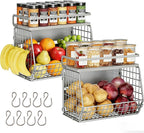 Fruit Basket 2 IN 1 Magnetic & Hanging Wall Produce Basket for Potato Onion Fruit and Vegetable Storage,Magnetic Spice Rack for Refrigerator Kitchen Counter Cabinet Pantry
