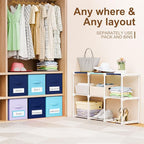 Geelin 6 Blue Cube Storage Organizer with Fabric Bins and Labels, 11 Inch Collapsible Toy Organizer Shelf Storage Bins Dresser Drawer for Boys Bedroom Nursery Playroom Room Decor