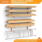 WALMANN Garage Wall Mounted Lumber Storage Rack, Overhead Heavy Duty One-Piece Design Lumber Rack for Woodworking Shop(2 Pairs)