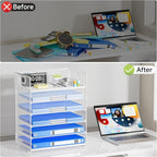 Paper Organizer for Desk with Handle, 6-Tier Metal Mesh File Organizer | Stackable Letter Tray for Office Documents & Stationery Storage