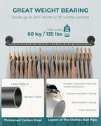 OROPY Industrial Pipe Clothes Rack Wall Mounted Set of 2, 38.4 inches Heavy Duty Iron Pipe Clothing Garment Rail, Multi-Purpose Clothing Hanging Rod for Laundry Room and Closet Storage