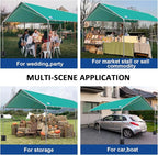10x20 ft Heavy Duty Car Canopy Galvanized Frame Carport Outdoor Party Tent Boat Shelter with Reinforced Structure, No Sidewall - Green