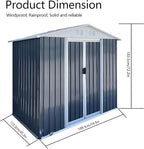 Outdoor Sheds 6FT x 4FT Outdoor Storage, Metal Anti-Corrosion Utility Tool House with Lockable Door & Shutter Vents，Outdoor Waterproof Garden Tool Metal Storage Sheds