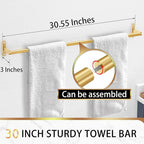 30 Inch Towel Bar Gold, Towel Bar for Bathroom Wall, Heavy Duty Single Bath Towel Rod, Modern Brushed Gold