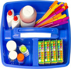 Storex Classroom Craft Caddy, 3 Compartment Plastic Organizer with Carry Handle, Assorted Colors, 9.25 x 5.25 x 9.25 Inch, Case of Six 5-Packs (00941U06C)