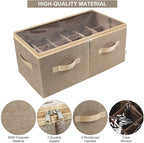 Moteph Shoe Organizer for Closet - Shoe Storage Organizer for Closet Organization with Clear Cover & Adjustable Dividers, Shoe Rack & Basket - (Light Brown, Large - 24 Pairs)